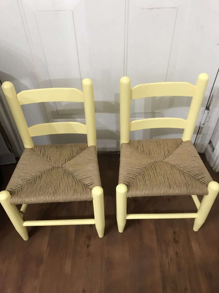 Short yellow chairs